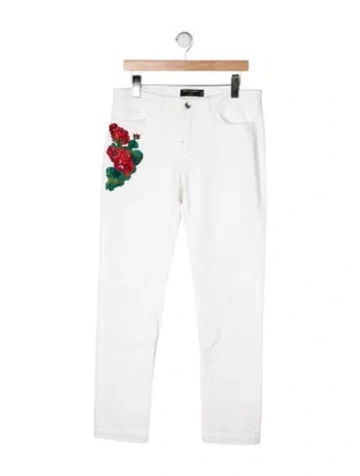 Pre-owned Dolce & Gabbana High-rise Straight Leg Jeans In White