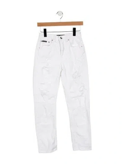 Pre-owned Dolce & Gabbana High-rise Straight Leg Jeans In White