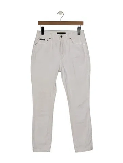 Pre-owned Dolce & Gabbana High-rise Straight Leg Jeans In White