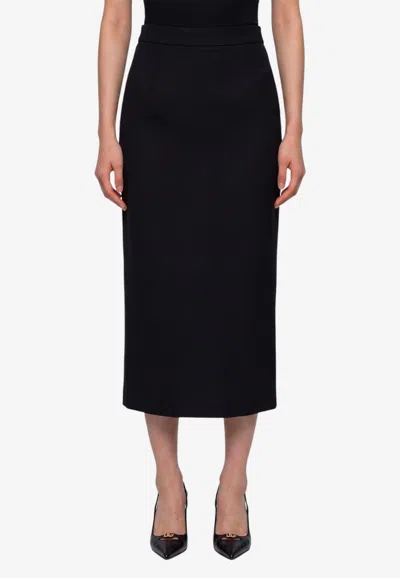 Dolce & Gabbana High-rise Virgin Wool Midi Skirt In Transparent