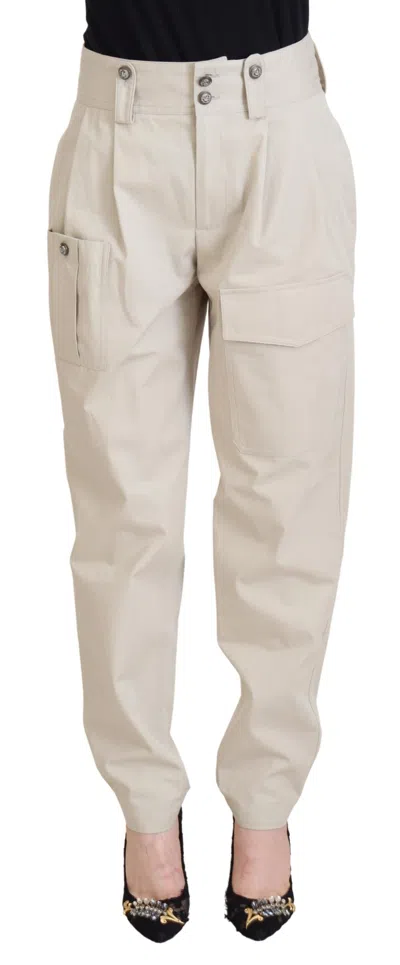 Dolce & Gabbana High-waist Cotton Cargo Pants In Neutral