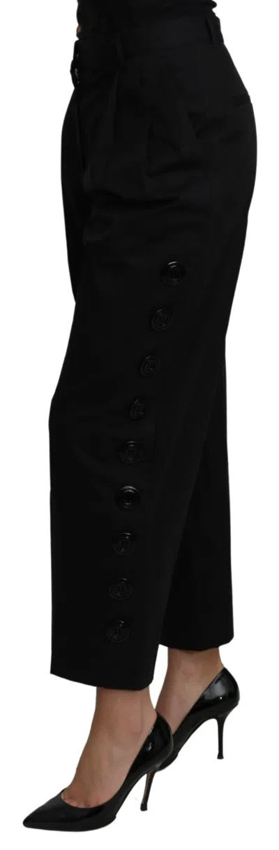 Dolce & Gabbana High-waist Cropped Cotton-elastane Trousers In Black
