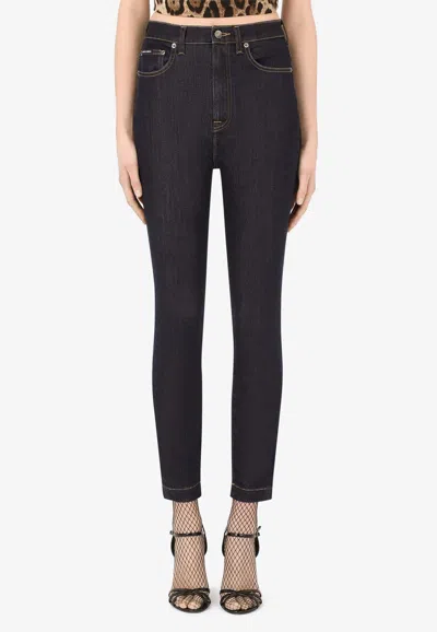 Dolce & Gabbana High-waist Stretch Grace Jeans In Blue