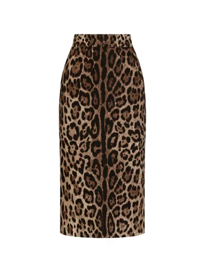 Dolce & Gabbana High-waisted Back Zip Mini Skirt With Back Slit In Multi