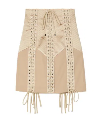 Dolce & Gabbana High-waisted Lace-up Skirt In Black
