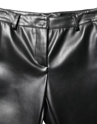 Dolce & Gabbana High-waisted Pu Leather Trousers In Black