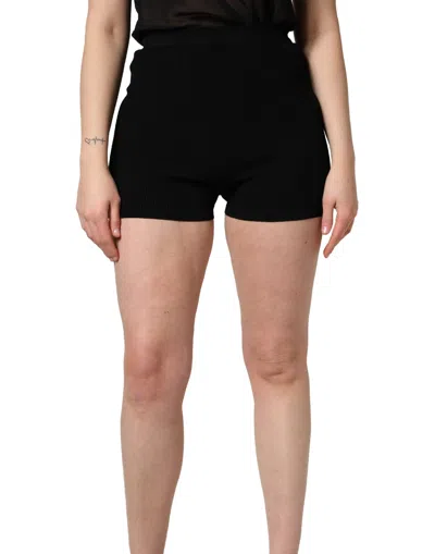 Dolce & Gabbana High-waisted Viscose Shorts In Black