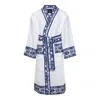 Dolce & Gabbana Hite Bathrobe With Blue Edges Home In White