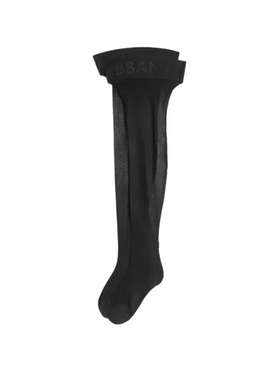 Dolce & Gabbana Hold-up Stockings With Logo In Black