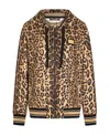 Dolce & Gabbana Zip-up Jersey Hoodie With Leopard Print In Nude