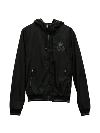 Pre-owned Dolce & Gabbana Hooded Bomber Jacket In Black