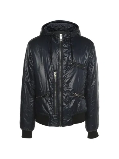 Pre-owned Dolce & Gabbana Hooded Bomber Jacket In Blue
