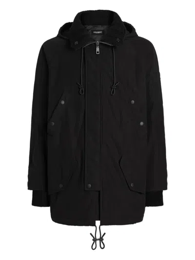 Dolce & Gabbana Hooded Drawstring Jacket In Black