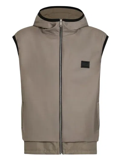 Dolce & Gabbana Hooded Gilet In Brown