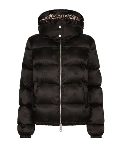 DOLCE & GABBANA DOLCE  GABBANA MONOGRAM JACQUARD HOODED PUFFER JACKET