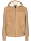 Dolce & Gabbana Sheepskin Jacket With Knit Inserts And Hood In Neutrals