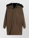 Dolce & Gabbana Hooded Jacket With Button Accents And Pockets In Brown