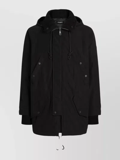 DOLCE & GABBANA HOODED JACKET WITH DRAWSTRING AND POCKETS