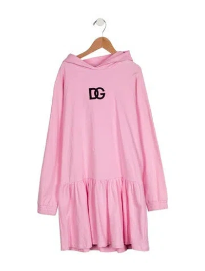 Pre-owned Dolce & Gabbana Kids' Hooded Long Sleeve Dress In Pink
