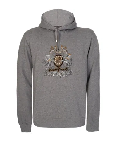 Dolce & Gabbana Hooded Long-sleeved Hoodie In Gray