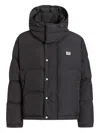 Dolce & Gabbana Padded High Collar Hooded Jacket With Zip Pockets In Black