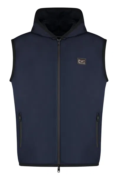 Dolce & Gabbana Hooded Sports Vest In Blue