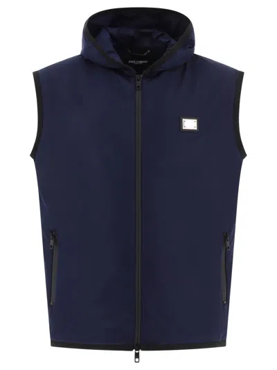 Dolce & Gabbana Hooded Sports Vest Jackets Blue