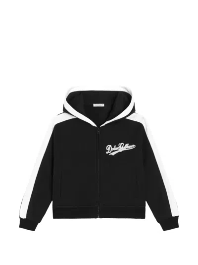 Dolce & Gabbana Kids' Hooded Stripe Top In Black