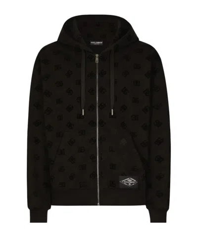 DOLCE & GABBANA DOLCE  GABBANA ALL-OVER DG PRINTED ZIP-UP HOODIE