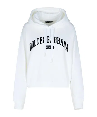DOLCE & GABBANA DOLCE  GABBANA LOGO PRINTED DRAWSTRING HOODIE