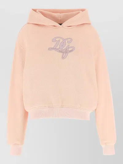 Dolce & Gabbana Hooded Sweatshirt Logo Detail Embroidery In Gray