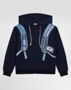 Dolce & Gabbana Hooded Sweatshirt With Dg Backpack Print In Black