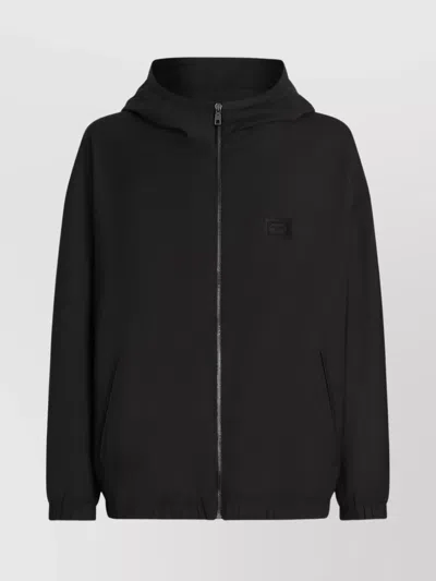 Dolce & Gabbana Hooded Sweatshirt With Front Pockets In Black