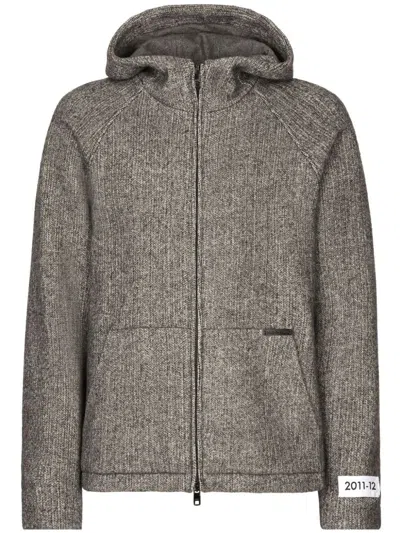 Dolce & Gabbana Hooded Zip-up Jacket In Grey