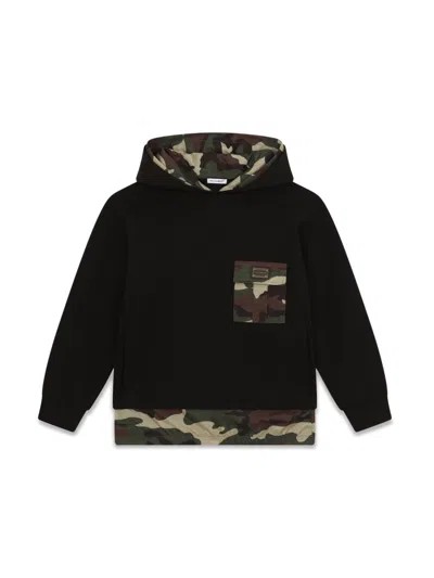 Dolce & Gabbana Kids' Long-sleeved Camouflage-pattern Hoodie In Black