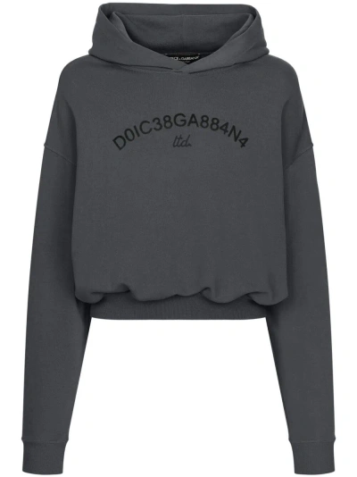 Dolce & Gabbana Logo-print Cotton Hoodie In Grey