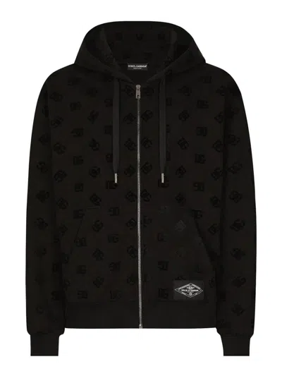 DOLCE & GABBANA HOODIE IN COTTON WITH LOGO AND HOOD
