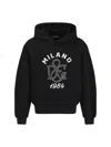 Dolce & Gabbana Cotton Hoodie Print Monochrome Pattern In Nero