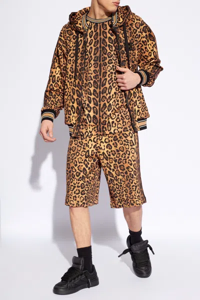 Dolce & Gabbana Hoodie With Animal Motif In Brown