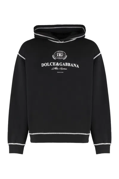 Dolce & Gabbana Hoodie With Dolce&gabbana Print In Black