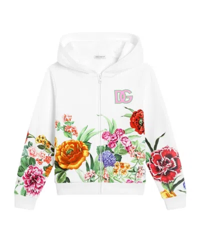 Dolce & Gabbana Kids' Hoodie With Floral Print In White