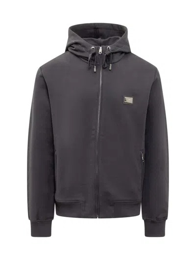 Dolce & Gabbana Hoodie With Logo In Gray