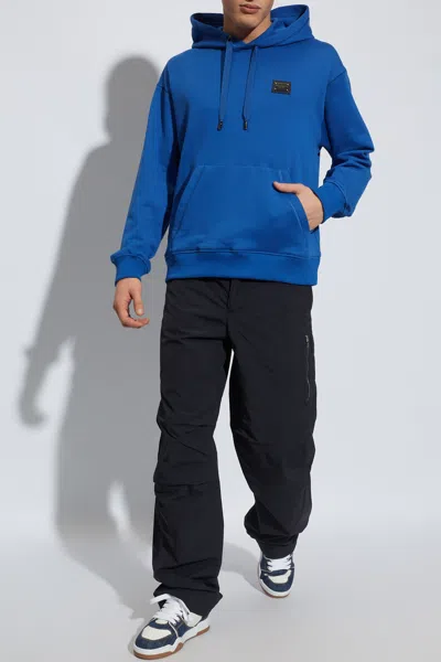 Dolce & Gabbana Hoodie With Logo In Blue