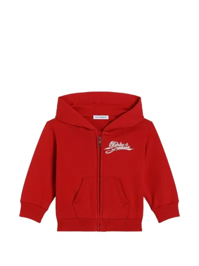 Dolce & Gabbana Babies' Hoodie With Logo In Red