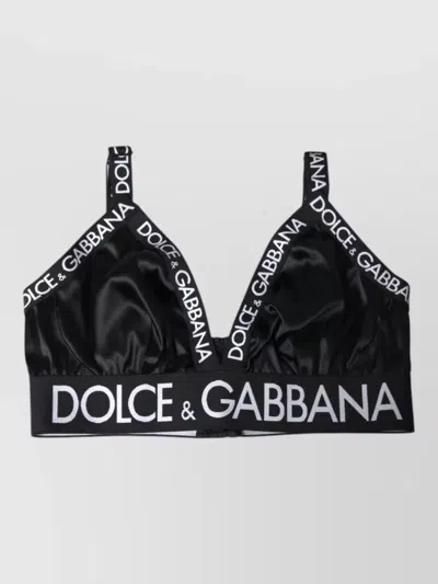 Dolce & Gabbana Hook Bra Top Logo Elastic Band In Black