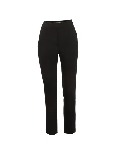 Pre-owned Dolce & Gabbana Hook-fastening Straight-leg Trousers In Black