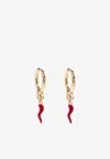 Dolce & Gabbana Horn-charm Drop Hoop Earrings In Gold