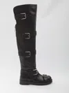Dolce & Gabbana Over-the-knee Leather Boots Buckle Detail In Black