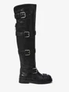 Dolce & Gabbana Over-the-knee Leather Boots Buckle Detail In Black