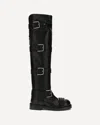 Dolce & Gabbana Bernini Buckled Crinkled-leather Over-the-knee Boots In Black